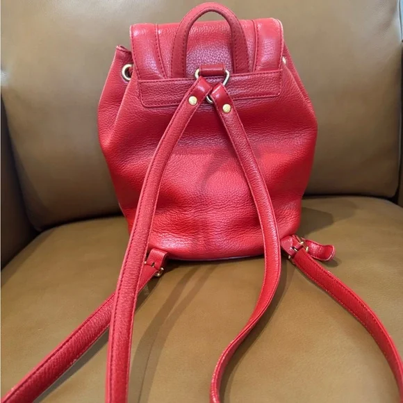 MCM Red Pebbled Leather Drawstring Backpack with Front Pocket SALE!!! - Picture 2 of 8